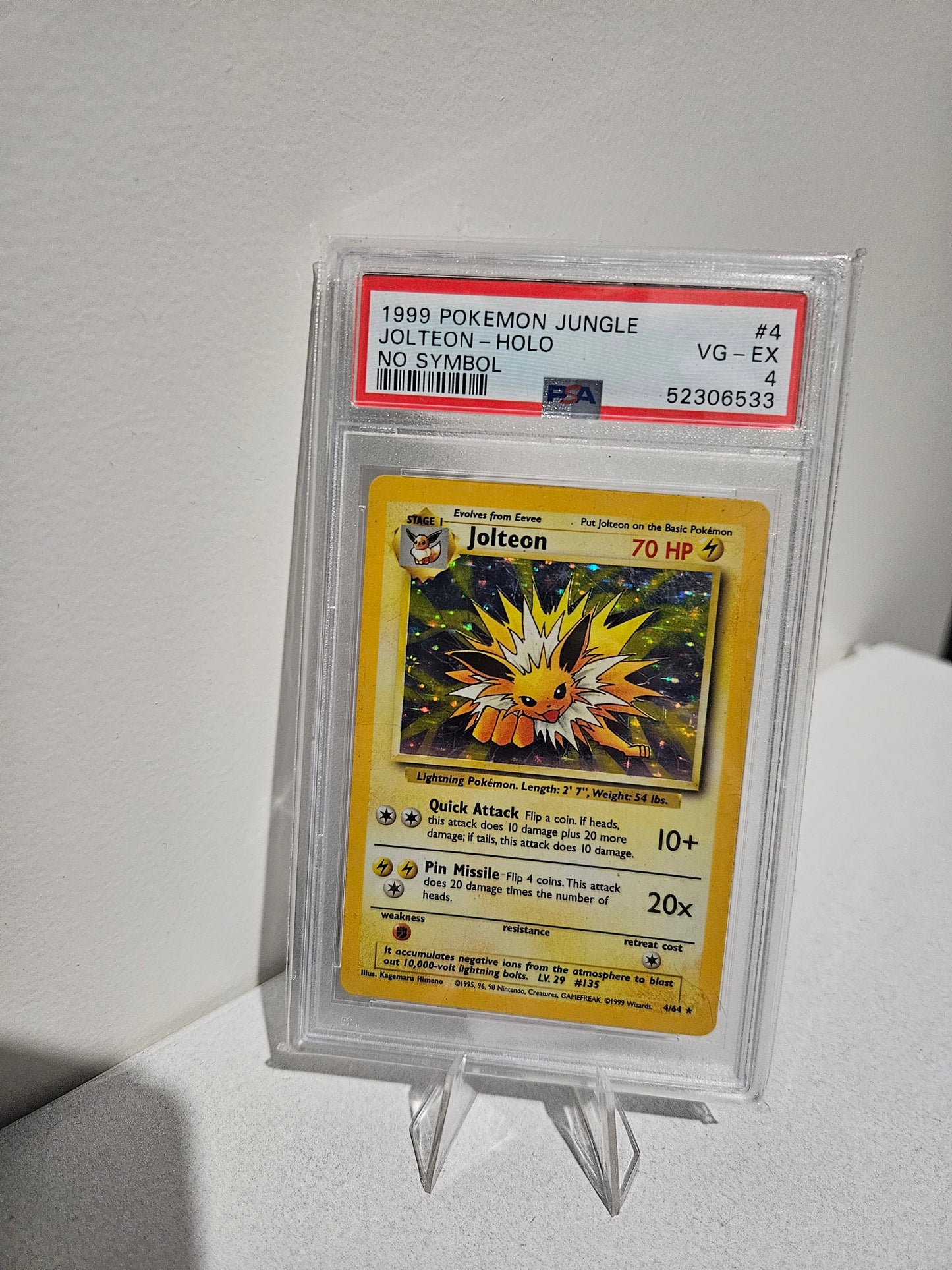 Jolteon Holo No Symbol 1999 Pokemon Jungle PSA 4