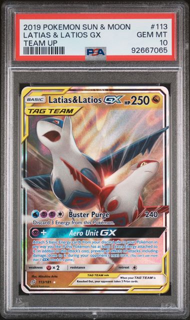 PSA 10 Latias & Latios GX Tag Team Pokemon Sun & Moon Team up