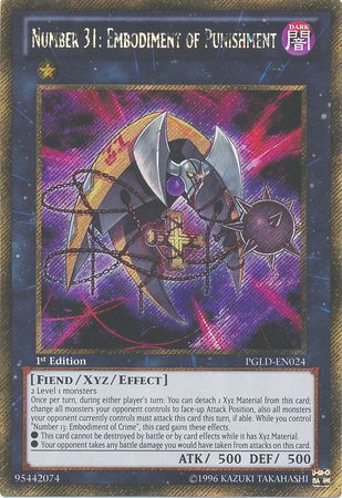 Number 31: Embodiment of Punishment - PGLD-EN024 - Gold Secret Rare 1st Edition