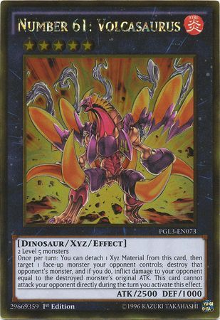 Number 61: Volcasaurus - PGL3-EN073 - Gold Rare 1st Edition