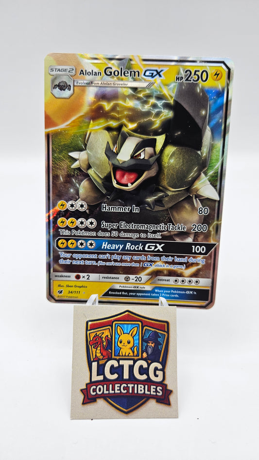 Alolan Golem-GX Crimson Invasion  34 Near Mint or Better